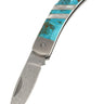 3" Lockback 110-Layer Stainless Damascus – Kingman Blue Turquoise — open, blade down