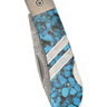 Titanium 3" Lock Back Gemstone Collection, Bonita Blue Turquoise Nugget, closed