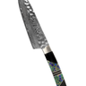 5" Santoku Hammer Damascus (VG-10 Core) – Azurite & Bronze — studio view