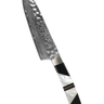 5" Santoku Hammer Damascus (VG-10 Core) – Mother of Pearl with Jet — studio view