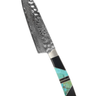 5" Santoku Hammer Damascus (VG-10 Core) – Turquoise with Jet — studio view