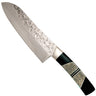 7" Santoku Hammer Damascus (VG-10 Core) – Apache Gold with Jet — studio view