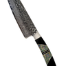7" Santoku Hammer Damascus (VG-10 Core) – Azurite & Bronze with Jet — studio view