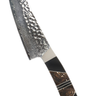 Hammered Damascus 8" Chef Knife, caramel fossilized mammoth tusk with Jet handle