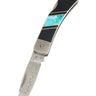 3" Lockback 110-Layer Stainless Damascus – Kingman Turquoise with Jet — open, blade down