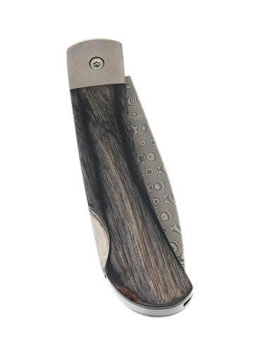 3" Damascus Lockback — Blue Mammoth Tooth, Jet — Generic Back