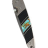 4" Liner Lock 110-Layer Stainless Damascus – Turquoise with Jet — closed