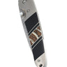4" Liner Lock 110-Layer Stainless Damascus – Natural Fossilized Mammoth Tooth with Jet — closed
