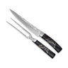 Hammer Damascus Carving Set, Fossilized Mammoth Tusk Handles, carving fork and knife