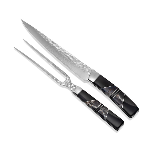 Hammer Damascus Carving Set – Fossilized Mammoth Tusk Handles | Santa Fe Stoneworks