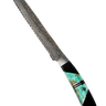 Hammered Damascus Bread Knife with Turquoise #1