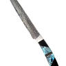 Hammer Damascus 9" Bread Knife, Turquoise with Jet and silver handle