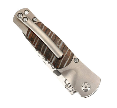 Tesoro Damasteel Button Lock 3½" — Natural Mammoth Tooth — Closed