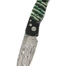El Rey Damasteel Button Lock — Green Mammoth Tooth / Black Cerakote, Emerald Thumb Stud — Down