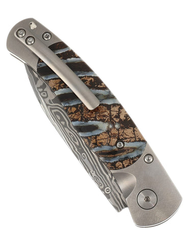 El Rey Damasteel Button Lock – Fossilized Mammoth Tooth — closed