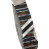 Titanium 3" Damascus Lock Back Fossilized Mammoth Tooth, Natural Mammoth Tooth with Jet and Mother of Pearl, closed