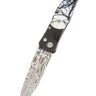 Tesoro Damasteel Button Lock 3½" — White Mammoth Tusk / Black Cerakote — Down
