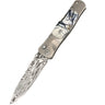 Tesoro Damasteel Button Lock 3½" — White Mammoth Tusk — Open Down