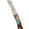 Damascus Collection Mocha Woolly Mammoth Tusk 3" Lockback Knife- WEB SPECIAL, open