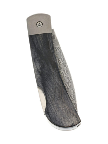 3" Lockback 110-Layer Stainless Damascus – White Mammoth Tusk — back