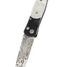 Tesoro Damasteel Button Lock 3½" — Mother-of-Pearl / Black Cerakote — Down