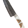 Hammer Damascus 7" Santoku Knife — Caramel Mammoth Tusk, Mother-of-Pearl — Studio View