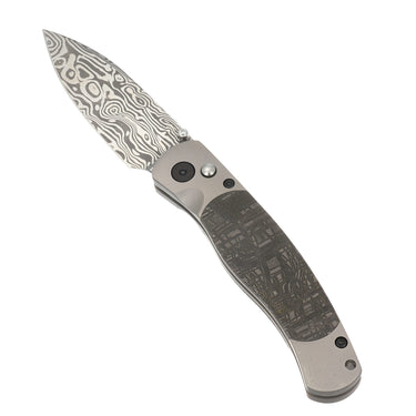 El Rey Damasteel Button Lock — Meteorite — Open Up