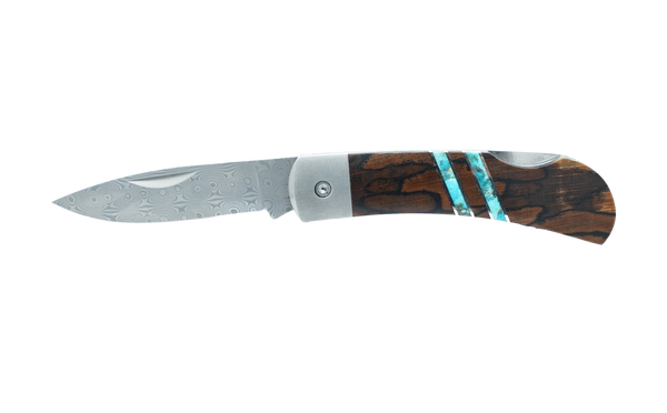 Damascus Collection Spalted Beech 3" Lockback Knife
