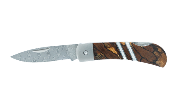 Damascus Collection Spalted Beech 3" Lockback Knife
