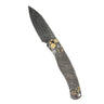 El Rey Feather Damascus Button Lock — Meteorite / Space Engraving — Studio View