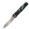 Tesoro Button Lock 3½" — Turquoise, Obsidian and Bronze / Black Cerakote, Gold PVD Hardware — Blade Down