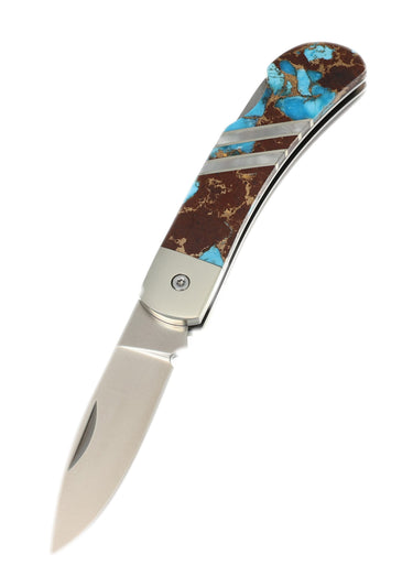 3" Lockback — Turquoise, Lava Rock and Bronze — Down