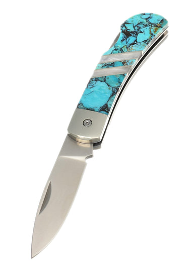 3" Lockback — Kingman Turquoise #4 — Down