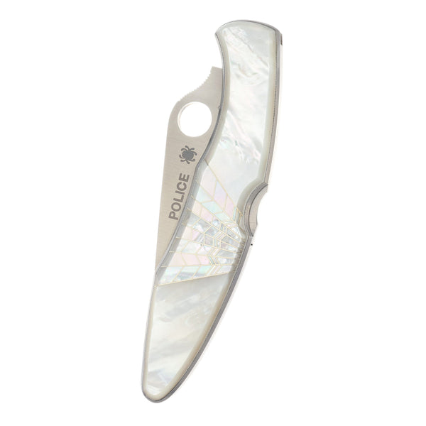 Spyderco Police — Serrated Edge | Mother of Pearl with Mother of Pearl Web Inlay