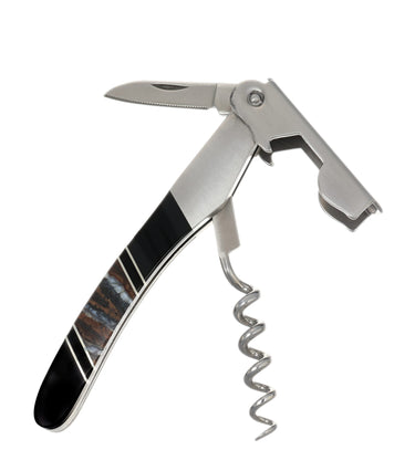 Waiter's Knife — Natural Mammoth Tooth, Jet — Open