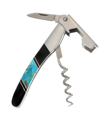 Waiter's Knife — Jet, Kingman Turquoise #2 — Open
