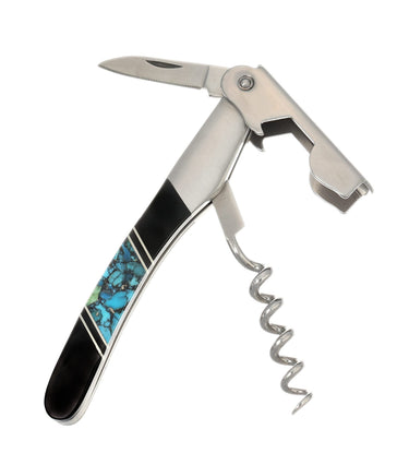 Waiter's Knife — Jet, Kingman Turquoise #3 — Open