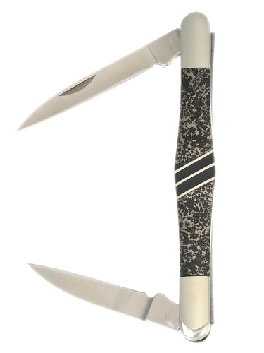 Two-Blade Tuxedo Knife – Apache Gold with Jet — open