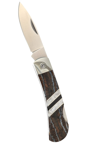 3" Lockback 440C Stainless Steel – Natural Fossilized Mammoth Tooth — open