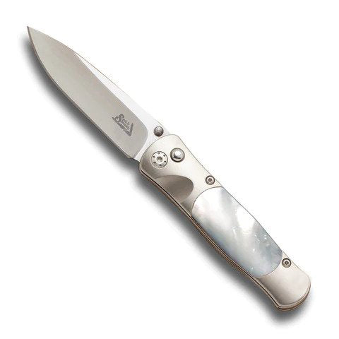 Tesoro - Mother Of Pearl 3 1/2" Button Lock Knife W/Pocket Clip