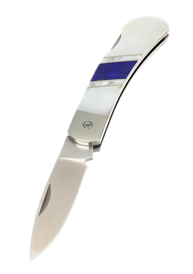 3" Lockback 440C Stainless Steel – Lapis Lazuli with Mother of Pearl — open, blade down