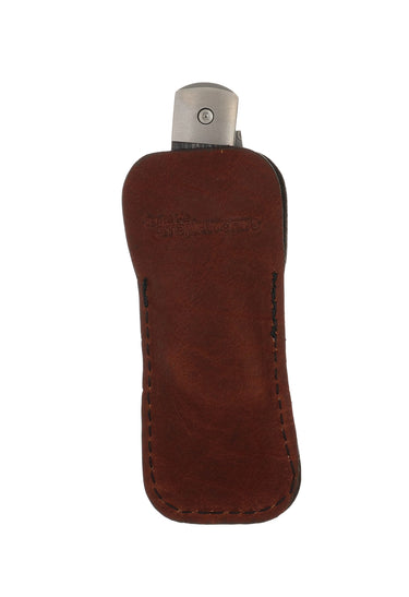 Santa Fe Stoneworks Buffalo Hide Knife Pouches — brown, back