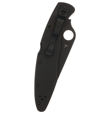 Limited Edition Spyderco Police, Blacked Out, Fordite with Mother of Pearl Web Inlay, in its sheath