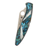 Spyderco Police, Serrated Edge, Bonita Blue Turquoise with Mother of Pearl Sweeps, closed