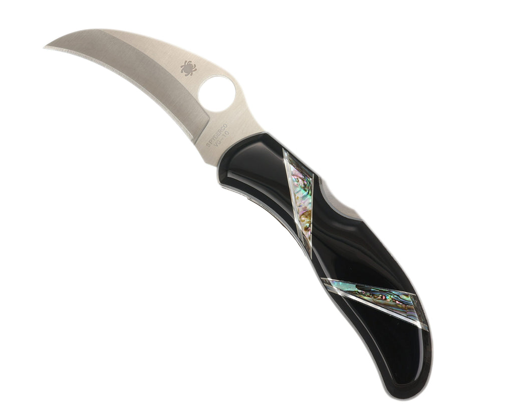 Spyderco Harpy — Plain Edge | Jet with Abalone Sweeps