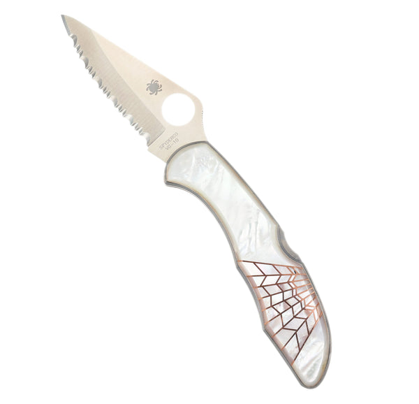 Spyderco Delica — Serrated Edge | Mother of Pearl with Mother of Pearl Web Inlay