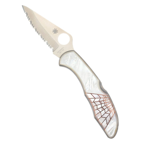 Spyderco Delica — Serrated Edge | Mother of Pearl with Mother of Pearl Web Inlay
