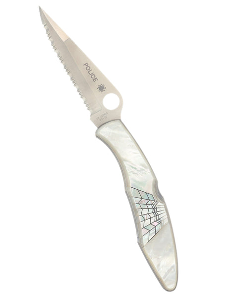 Spyderco Police — Serrated Edge | Mother of Pearl with Mother of Pearl Web Inlay