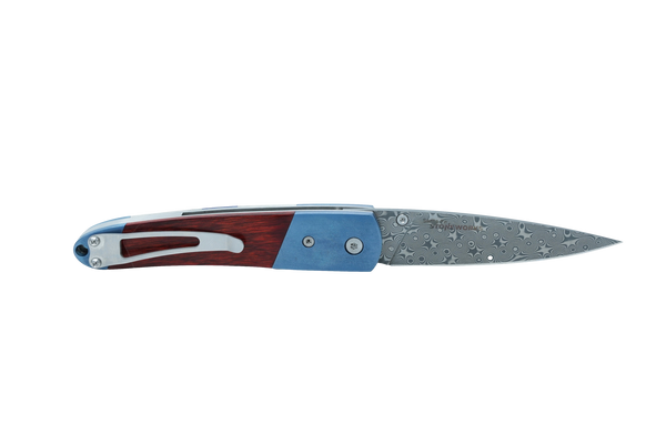 Titanium 4" Damascus Liner Lock Mother of Pearl Collection