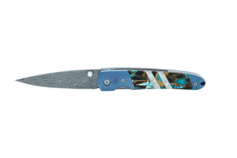 Titanium 4" Damascus Liner Lock Gemstone Exotics